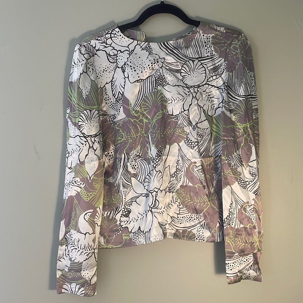 Beautiful print Narbara Tfank blouse, size 6, side zipper